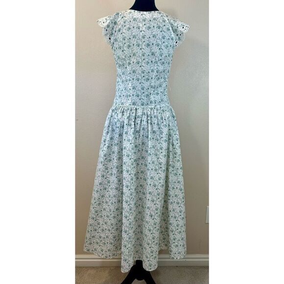 La Vie Rebecca Taylor Poppy Fields Milk Combo Embroidered Lace Cap Sleeves Dress - Picture 4 of 12